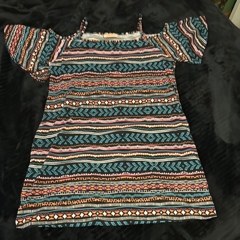 Colorful Patterned Off-Shoulder Dress